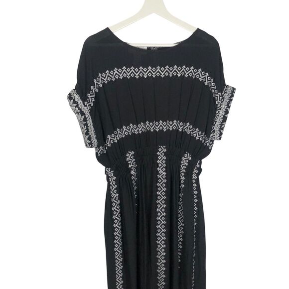 Anthro Corey Lynn Calter Jolene Embroidered Dress Medium  Black Crinkle Gauze - Picture 4 of 12